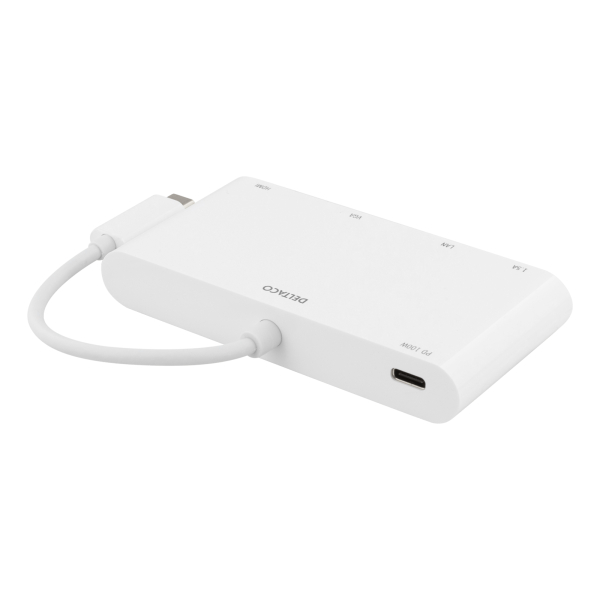 DELTACO USB-C-telakointiasema, 100W USB-C PD, HDMI, 1,5A USB-A, GBLAN | USBC-HDMI14