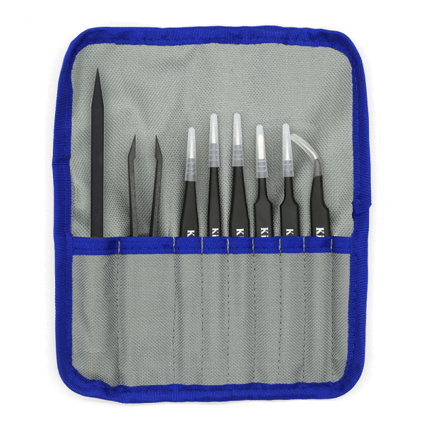 Kingsdun tip set, 8 parts, ESD, tweezers, black | VK-61