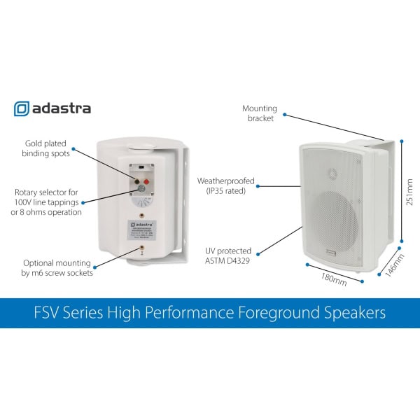 Adastra FSV-W - FSV-W High performance foreground speaker, 100V line, 8 Ohm, 65W rms, white - Image 11