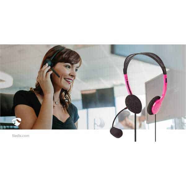 Nedis PC-kuulokkeet | On-Ear-Kuulokkeet | 2 x 3,5 mm:n Liittimet | 2,0 m | Vaaleanpunainen