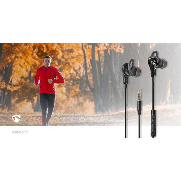 Nedis Sport Headphones | Wired | In-Ear | 1.2 m Cable | Black