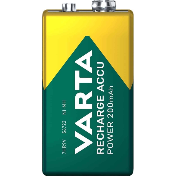 Varta Ladattava Ni-MH-Akku E | 9 V | 200 mAh | 1 - Läpipainopakkaus | 6HR61 | Keltainen / Vihreä