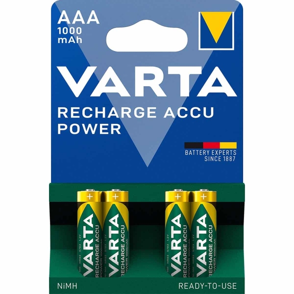 Varta Ladattava Ni-MH-Akku AAA | 1.2 V | 1000 mAh | 4-Blister-kortti