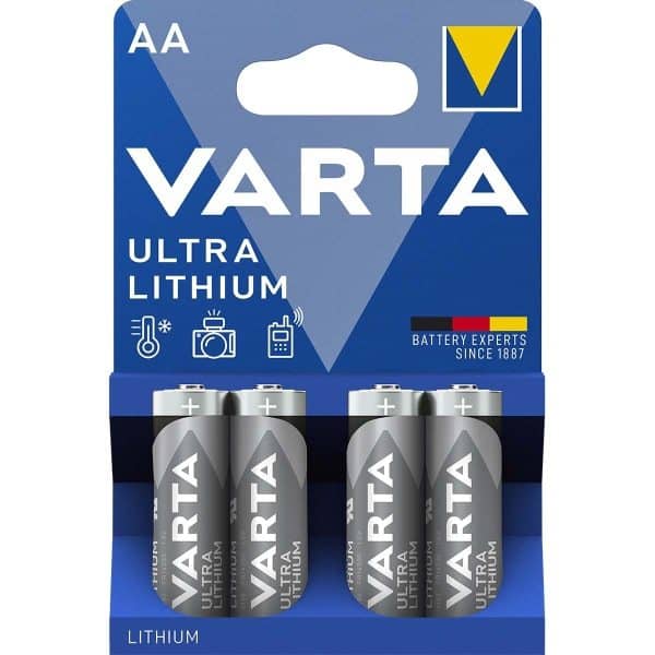 Varta Litium Paristo AA | 1.5 V | 2900 mAh | Esiladattu | 4-Blister-kortti | Erilaisia laitteita | Harmaa / Hopea