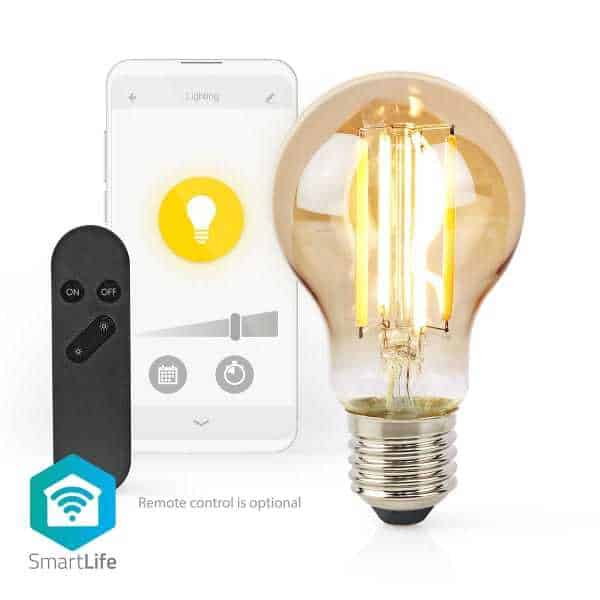 Nedis SmartLife LED Filamenttilamppu | Wi-Fi | E27 | 806 lm | 7 W | Lämmin Valkoinen | 1800 - 3000 K | Lasi | Android™ / IOS | polttimo