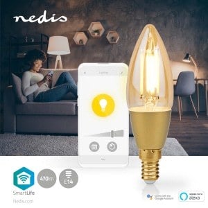 Nedis SmartLife LED Bulb | Wi-Fi | E14 | 470 lm | 4.9 W | Warm to Cool White | 2700 - 6500 K | Energialuokka: F | Android™ / IOS | Kynttilä