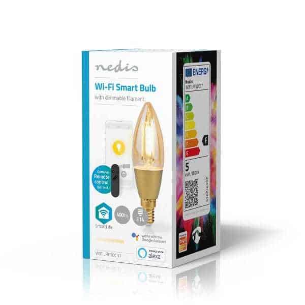 Nedis SmartLife LED Filamenttilamppu | Wi-Fi | E14 | 470 lm | 4.9 W | Lämmin Valkoinen | 1800 - 3000 K | Lasi | Android™ / IOS | Kynttilä