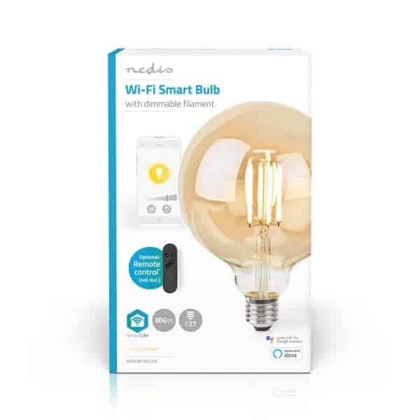 Nedis SmartLife LED Filamenttilamppu | Wi-Fi | E27 | 806 lm | 7 W | Lämmin Valkoinen | 1800 - 3000 K | Lasi | Android™ / IOS | Globe