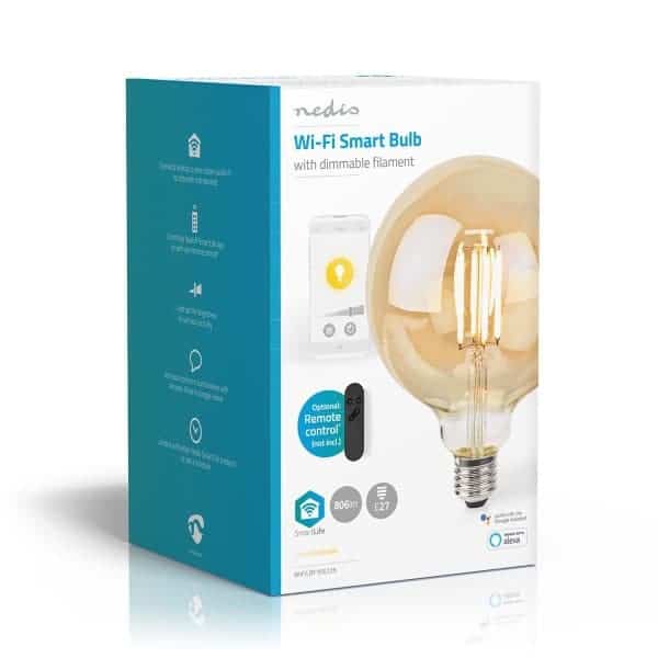 Nedis SmartLife LED Filamenttilamppu | Wi-Fi | E27 | 806 lm | 7 W | Lämmin Valkoinen | 1800 - 3000 K | Lasi | Android™ / IOS | Globe