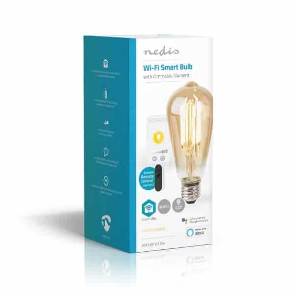 Nedis SmartLife LED Filamenttilamppu | Wi-Fi | E27 | 806 lm | 7 W | Lämmin Valkoinen | 1800 - 3000 K | Lasi | Android™ / IOS | ST64