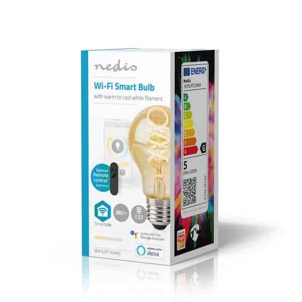 Nedis SmartLife LED Filamenttilamppu | Wi-Fi | E27 | 360 lm | 4.9 W | Warm to Cool White | 1800 - 6500 K | Lasi | Android™ / IOS | polttimo