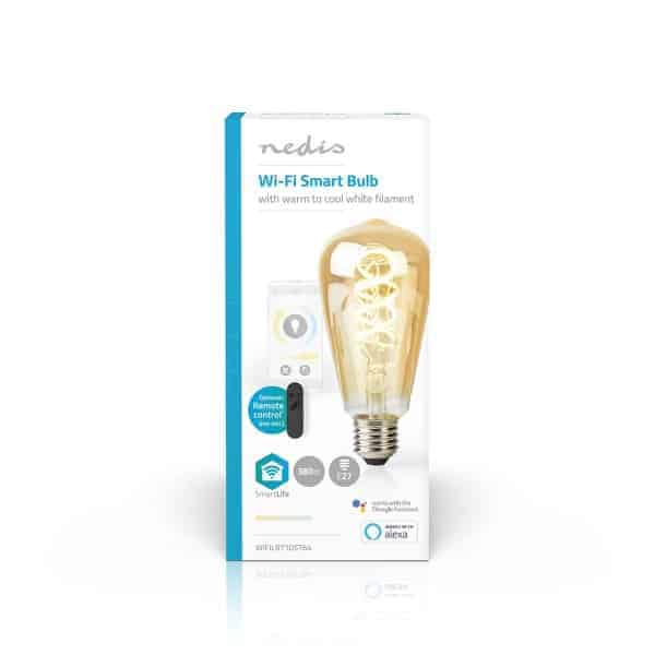 Nedis SmartLife LED Filamenttilamppu | Wi-Fi | E27 | 360 lm | 4.9 W | Warm to Cool White | 1800 - 6500 K | Lasi | Android™ / IOS | ST64