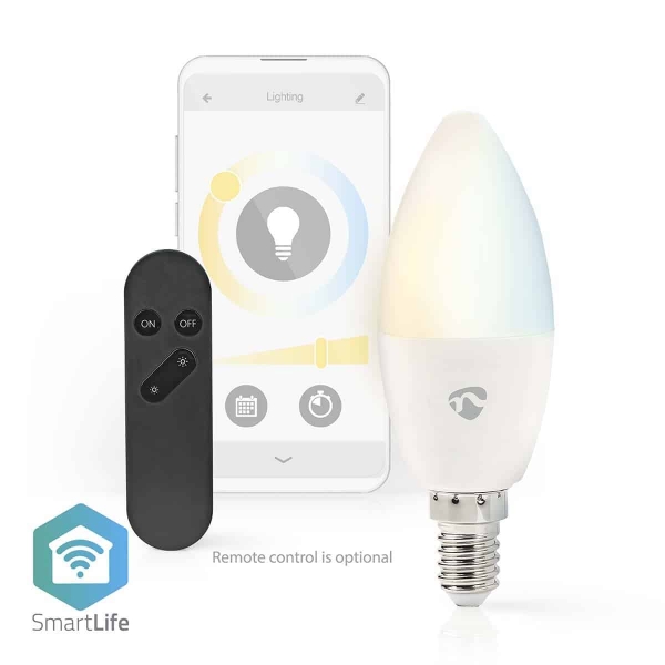 Nedis SmartLife LED Bulb | Wi-Fi | E14 | 470 lm | 4.9 W | Warm to Cool White | 2700 - 6500 K | Energialuokka: F | Android™ / IOS | Kynttilä