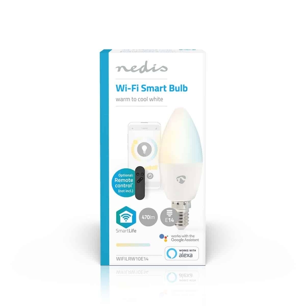 Nedis SmartLife LED Bulb | Wi-Fi | E14 | 470 lm | 4.9 W | Warm to Cool White | 2700 - 6500 K | Energialuokka: F | Android™ / IOS | Kynttilä