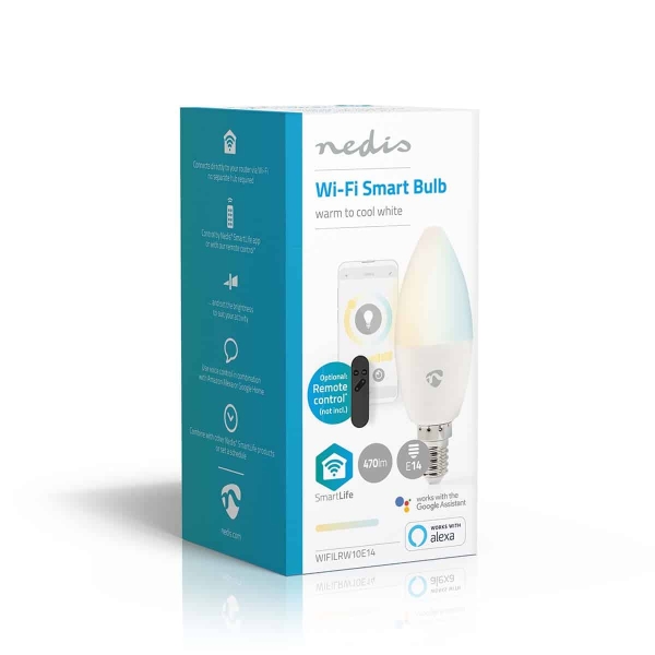 Nedis SmartLife LED Bulb | Wi-Fi | E14 | 470 lm | 4.9 W | Warm to Cool White | 2700 - 6500 K | Energialuokka: F | Android™ / IOS | Kynttilä