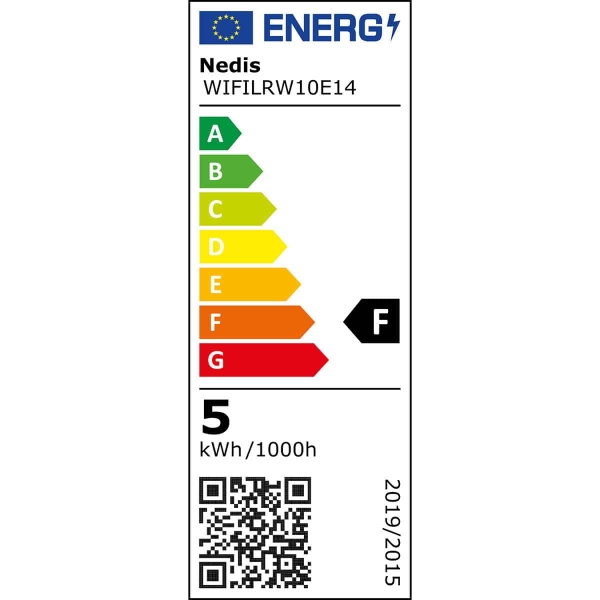 Nedis SmartLife LED Bulb | Wi-Fi | E14 | 470 lm | 4.9 W | Warm to Cool White | 2700 - 6500 K | Energialuokka: F | Android™ / IOS | Kynttilä