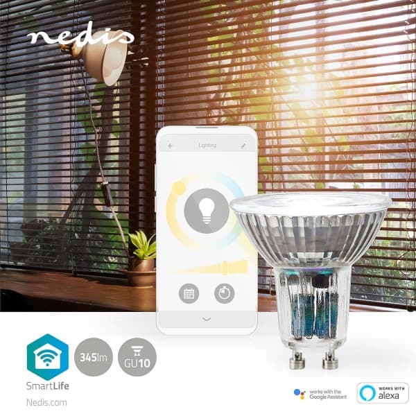 Nedis SmartLife LED Bulb | Wi-Fi | GU10 | 345 lm | 4.9 W | Warm to Cool White | 2700 - 6500 K | Energialuokka: G | Android™ / IOS | PAR16