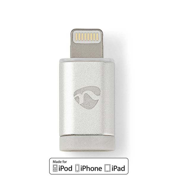 Nedis Apple Lightning -Sovitin | Apple Lightning, 8-nastainen Uros - USB Micro B, Naaras