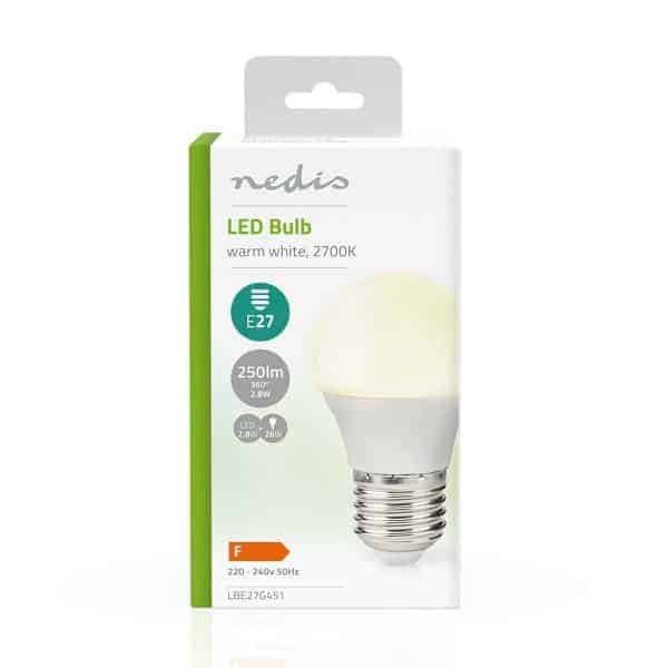 Nedis LED Lamppu E27 | G45 | 2.8 W | 250 lm | 2700 K | Lämmin Valkoinen | Huurrettu | 1 kpl