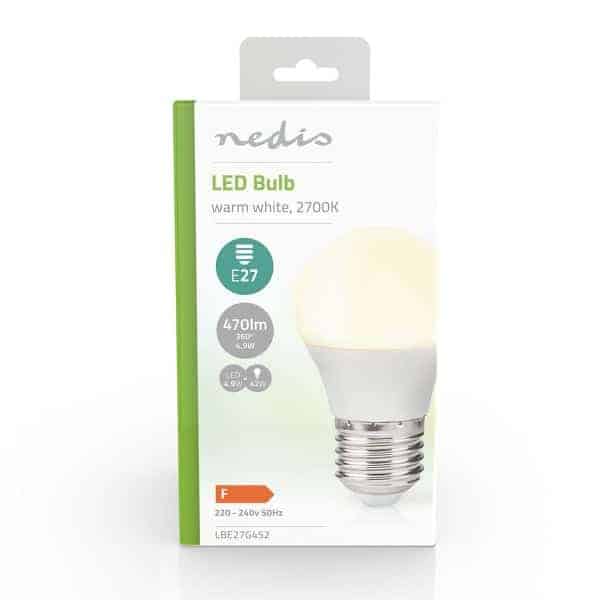 Nedis LED Lamppu E27 | G45 | 4.9 W | 470 lm | 2700 K | Lämmin Valkoinen | Huurrettu | 1 kpl