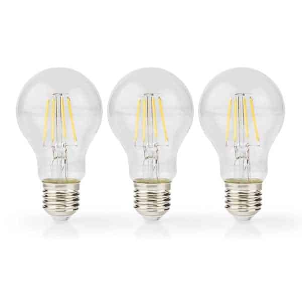 Nedis LED Filamenttilamppu E27 | A60 | 8 W | 1055 lm | 2700 K | Lämmin Valkoinen | 3 kpl
