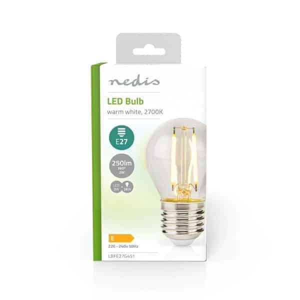 Nedis LED Filamenttilamppu E27 | G45 | 2 W | 250 lm | 2700 K | Lämmin Valkoinen | 1 kpl