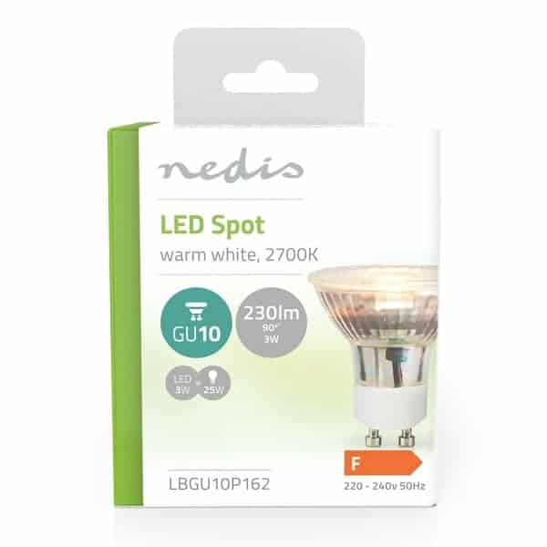 Nedis LED Lamppu GU10 | Spot | 3 W | 230 lm | 2700 K | Lämmin Valkoinen | 1 kpl
