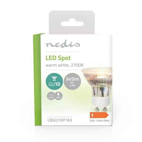 Nedis LED Lamppu GU10 | Spot | 4.5 W | 345 lm | 2700 K | Lämmin Valkoinen | 1 kpl