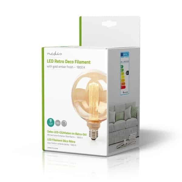 Nedis LED Filamenttilamppu E27 | G125 | 3.5 W | 120 lm | 1800 K | Himmennettävä | Kullankeltaisella viimeistelyllä | Retrotyylinen | 1 kpl