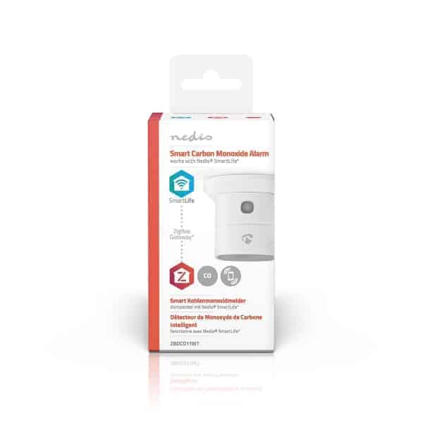 Nedis SmartLife CO-Ilmaisin | Zigbee 3.0 | Akkukäyttöinen | Anturin käyttöikä: 10 Vuotta | EN 50291 | Android™ / IOS | Testipainikkeella | 85 dB | Valkoinen