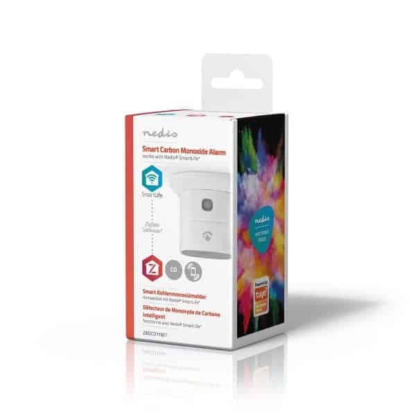 Nedis SmartLife CO-Ilmaisin | Zigbee 3.0 | Akkukäyttöinen | Anturin käyttöikä: 10 Vuotta | EN 50291 | Android™ / IOS | Testipainikkeella | 85 dB | Valkoinen