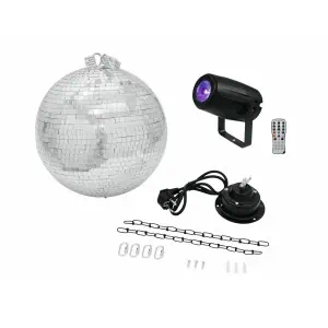 EUROLITE Mirror Ball 30cm with motor + LED PST-5 QCL Spot bk