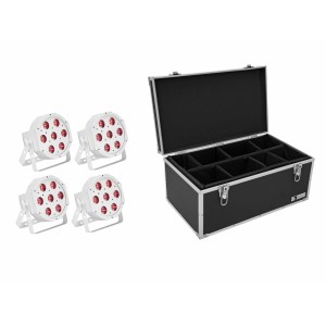 EUROLITE Set 4x LED SLS-7 HCL Floor white + Case