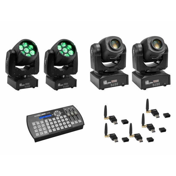 EUROLITE Set 2x LED TMH-W63 + 2x LED TMH-S30 + USB QuickDMX + Easy Show