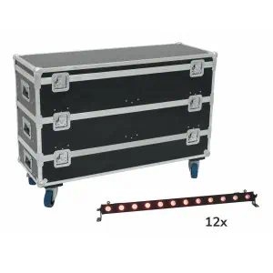 EUROLITE Set 12x LED BAR-12 QCL RGB+UV Bar + Case with wheels