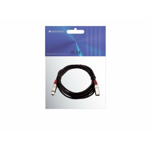 OMNITRONIC XLR cable 3pin 5m bk/rd