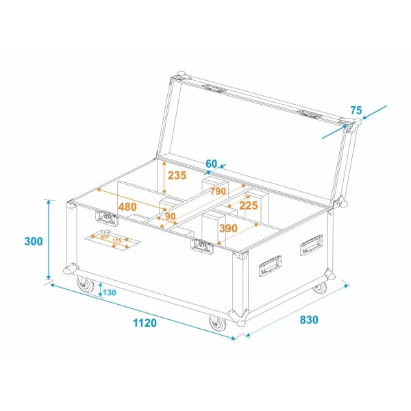 ROADINGER Flightcase 4x LED THA-150F Theater-Spot