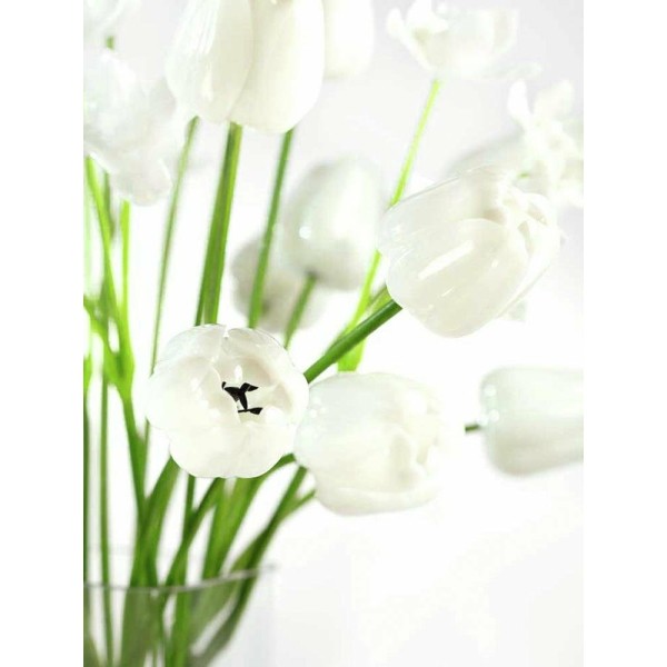 EUROPALMS Crystal tulip, artificial flower, white 61cm 12x - keinotekoinen