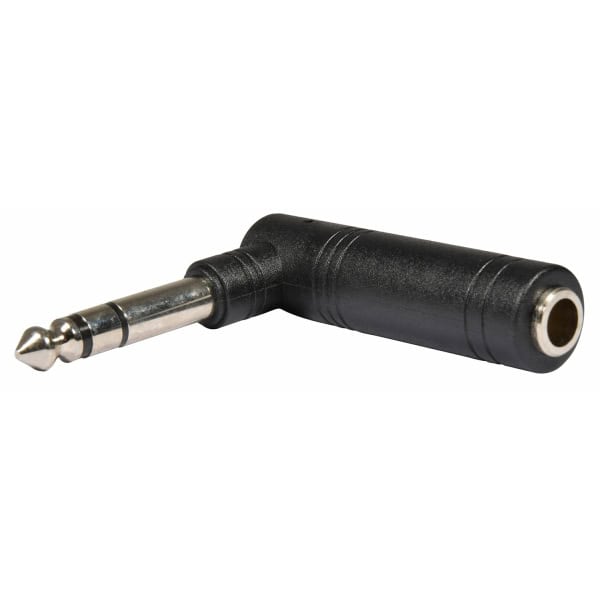 QTX - Adaptor 6.3mm RA Stereo Jack Plug - 6.3mm Stereo Jack Socket